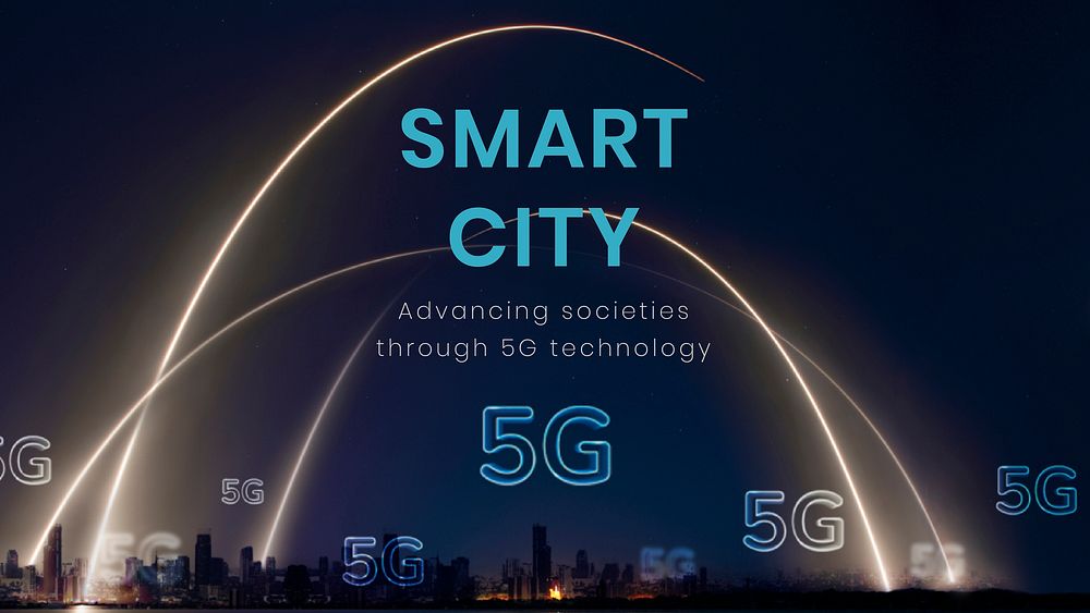 5g smart city template vector technology presentation