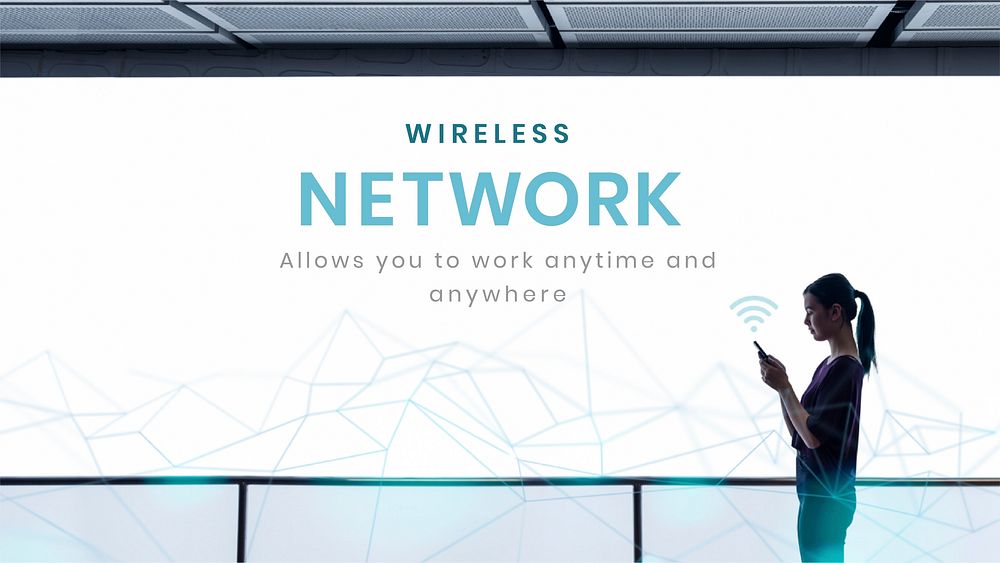 Wireless network technology template vector digital communication presentation