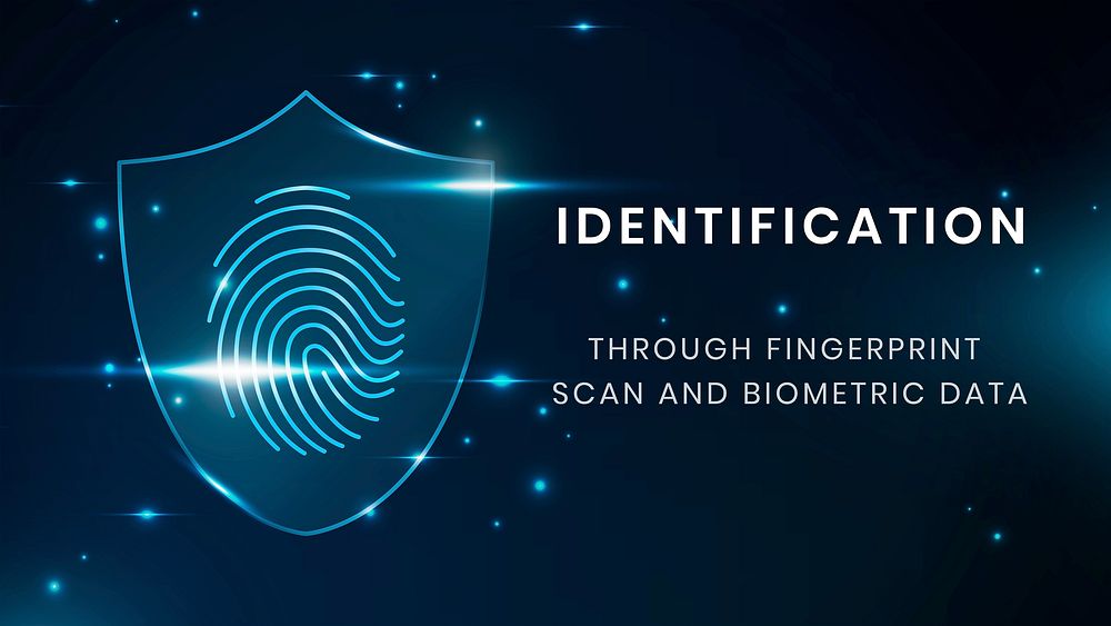 Biometrics identification technology templatevector with fingerprint scan