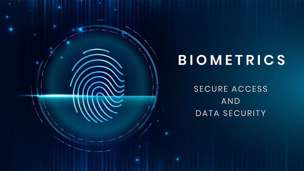 Biometrics technology template vector with fingerprint scan