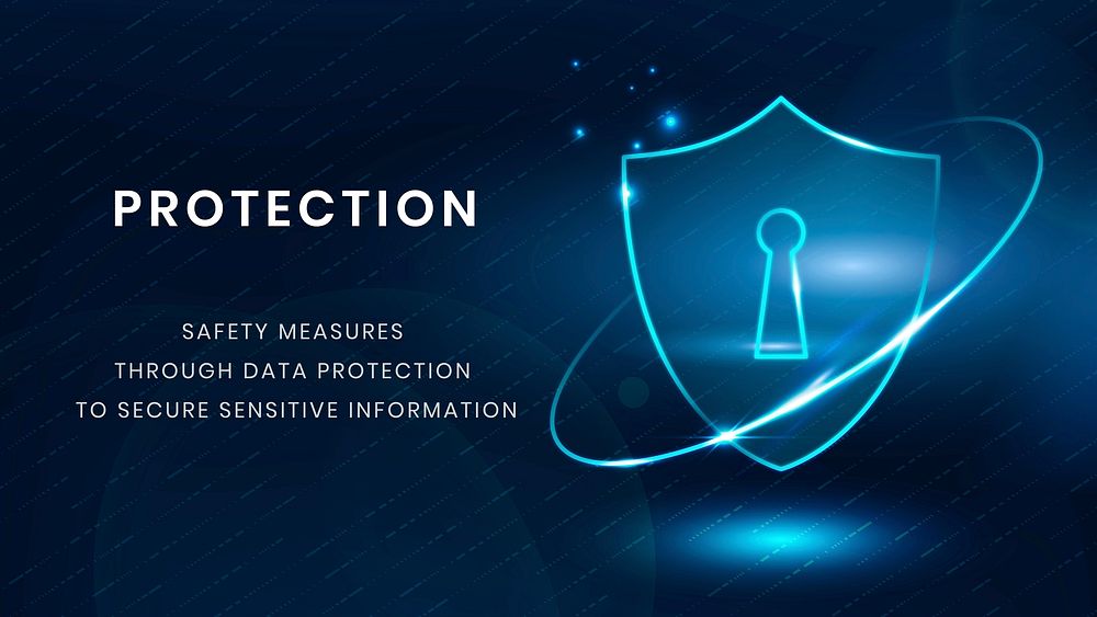 Data protection technology template vector with lock shield icon