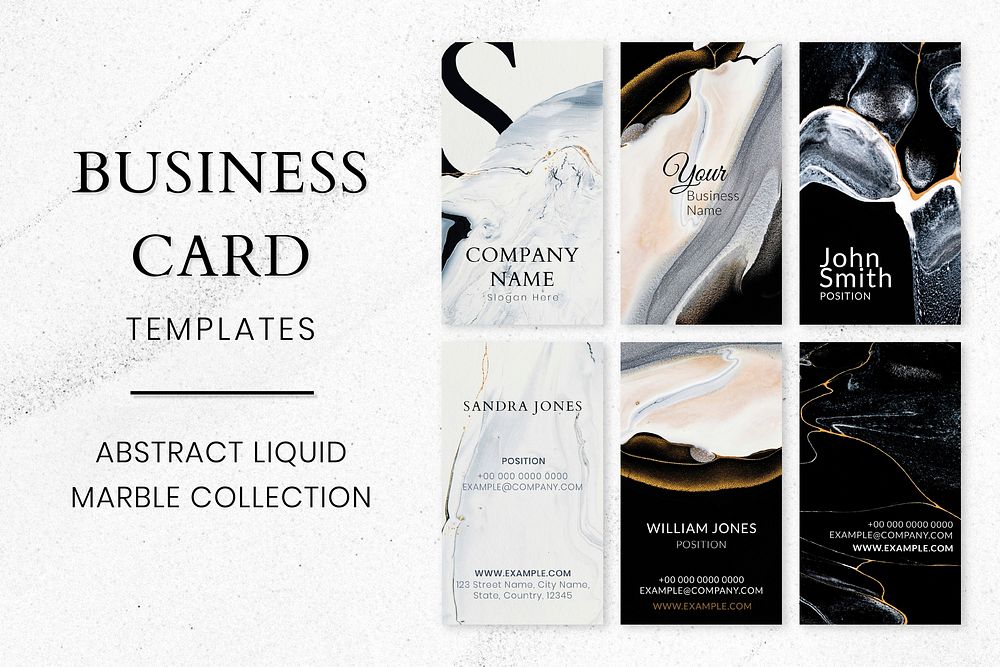 Marble business card template vector in luxury style collection