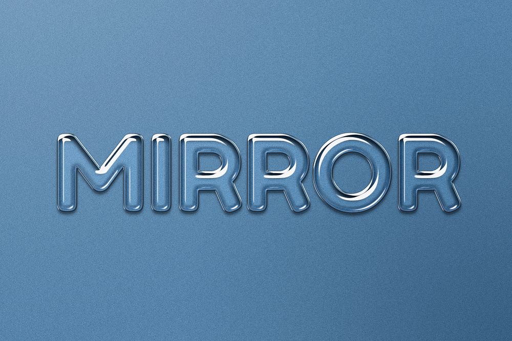 Mirror word in embossed glass text style