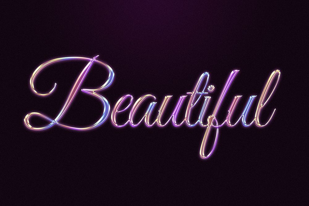 Beautiful word in colorful embossed chrome style