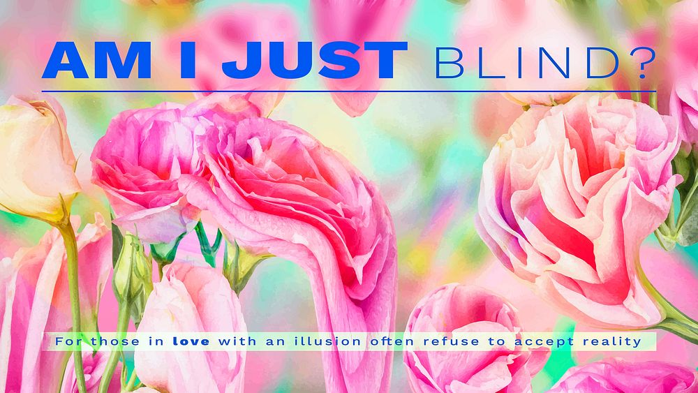 Template vector banner, floral psychedelic romantic quote