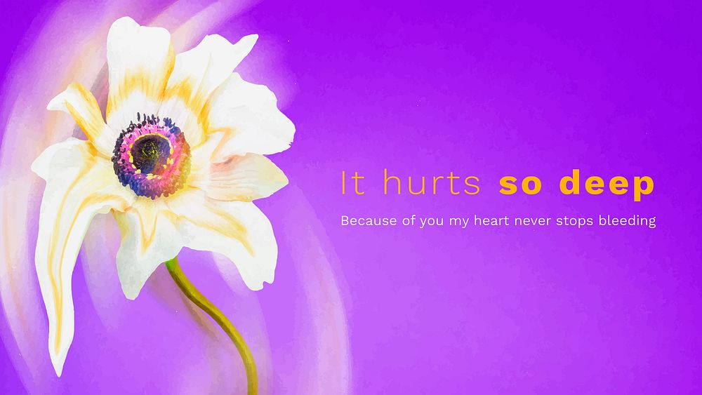 Banner floral template vector, psychedelic abstract design with romantic quote