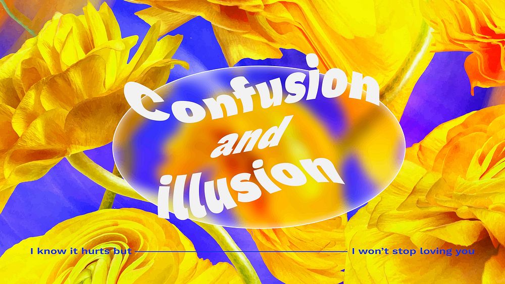 Banner floral template vector, psychedelic abstract design with romantic quote