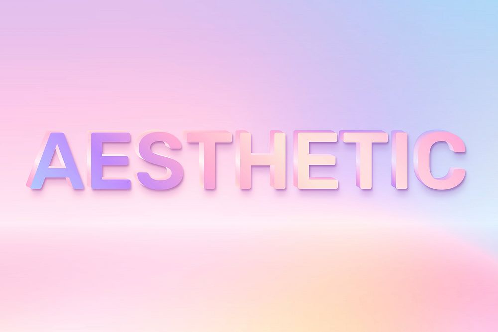 Aesthetic word in holographic text style