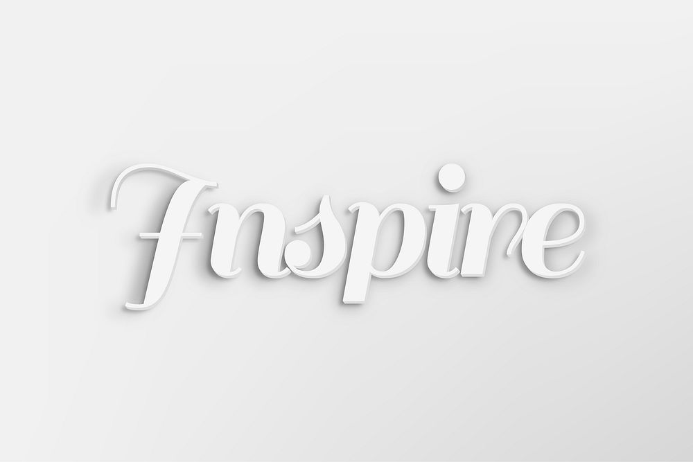 Inspire word in white 3D text style
