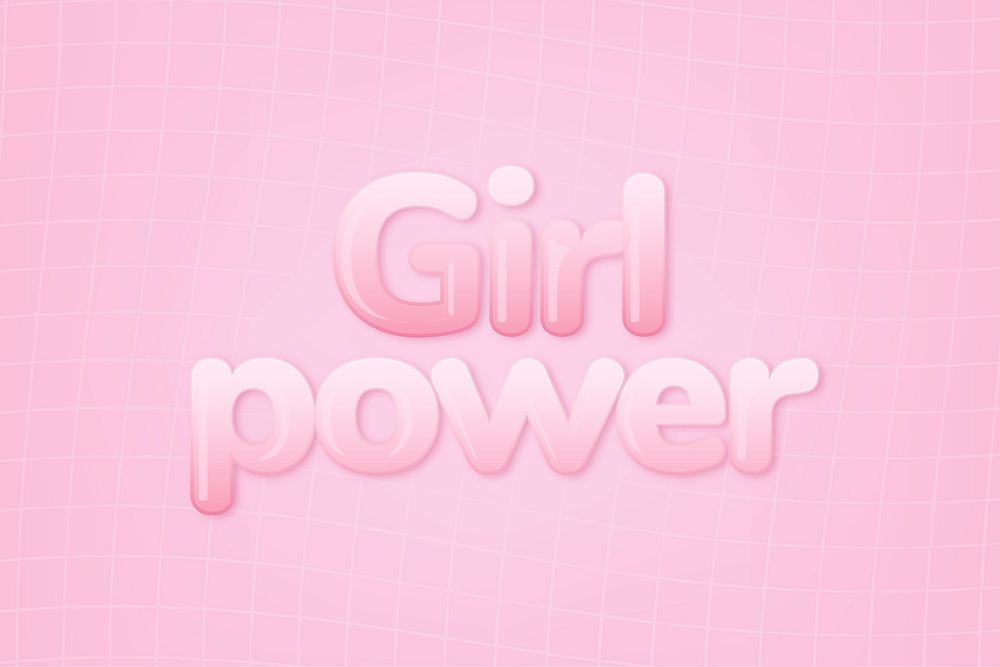 Girl power  in word in pink bubble gum text style