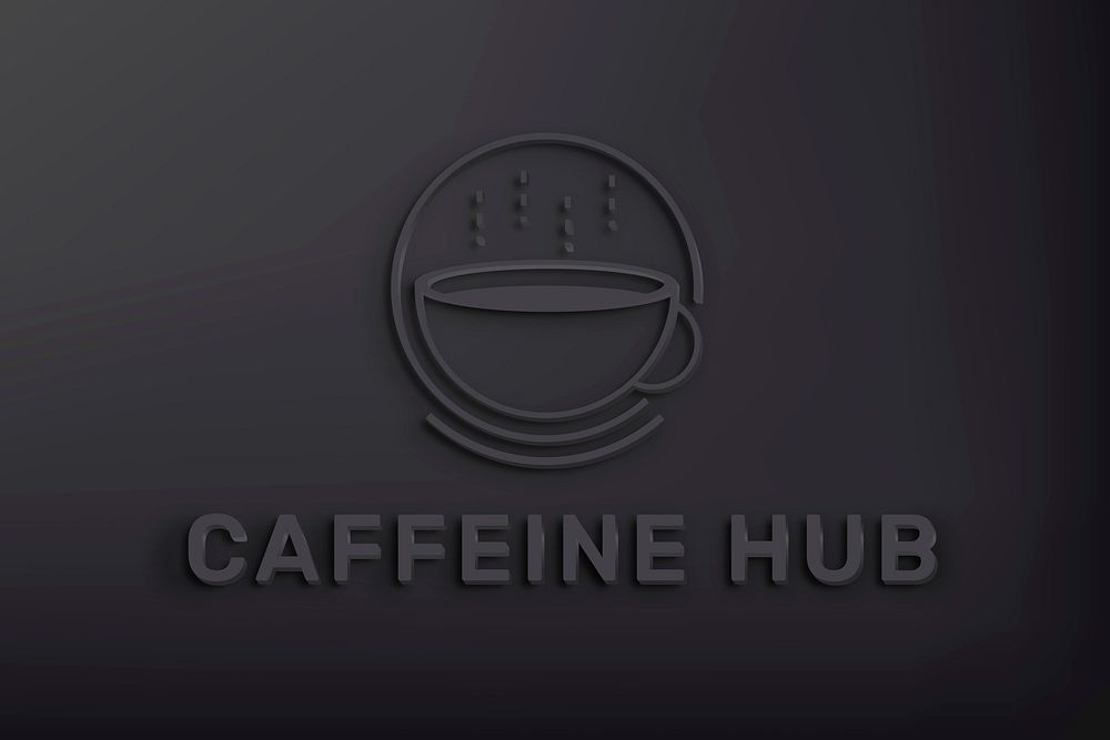 Editable coffee cafe logo vector with caffeine hub text