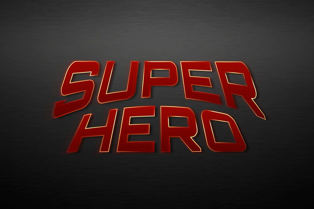 Red superhero text typography illustration