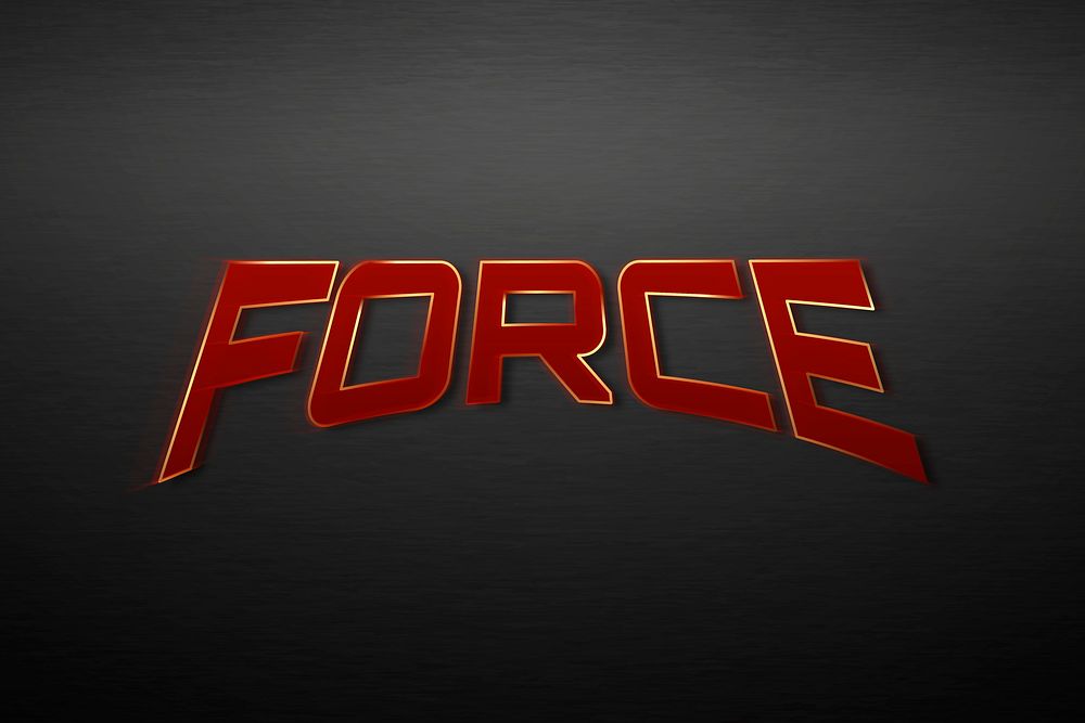 Force text in red superhero typography illustration