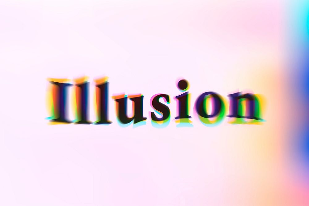 Illusion word in anaglyph text typography