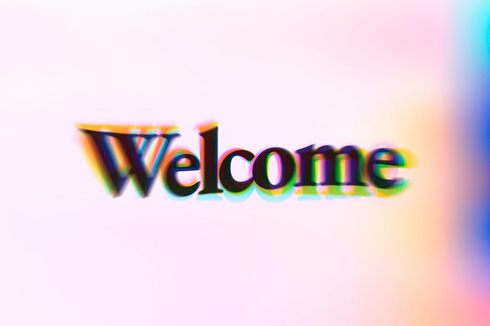 Welcome word in anaglyph text typography