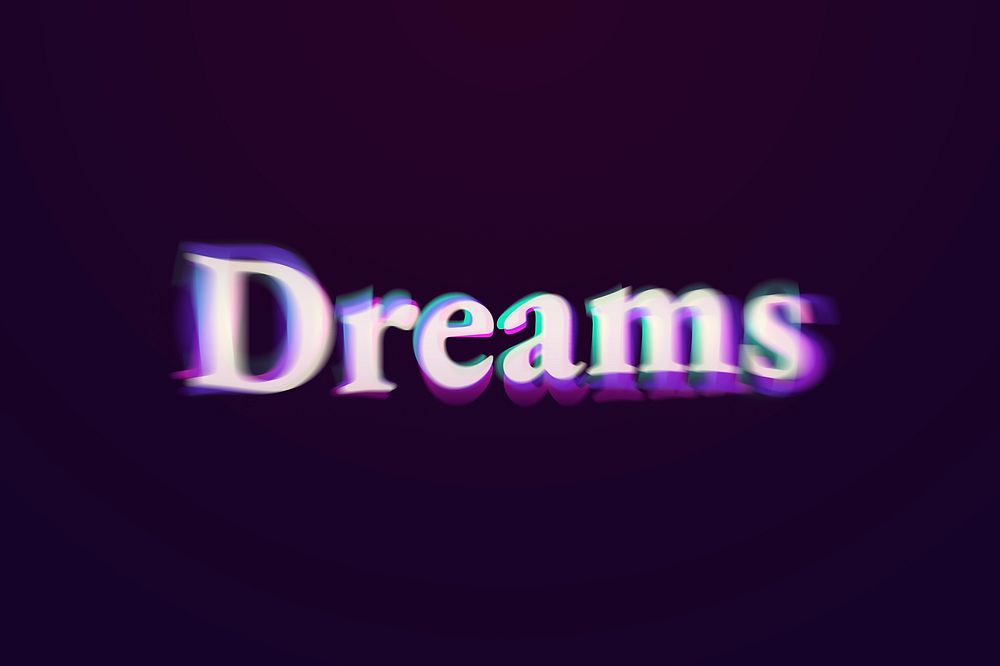 Dreams word in anaglyph text typography