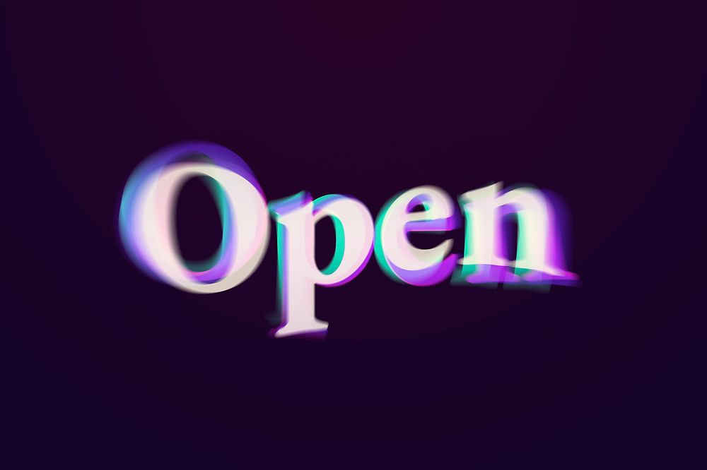 Open word in anaglyph text typography