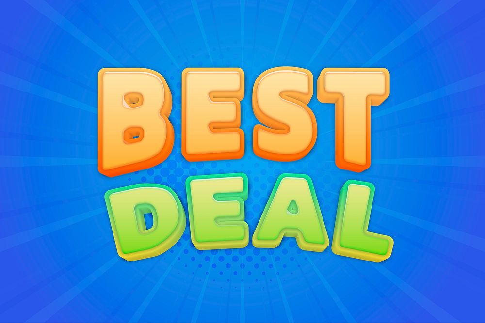 Best deal 3D shopping text in colorful comic typography illustration