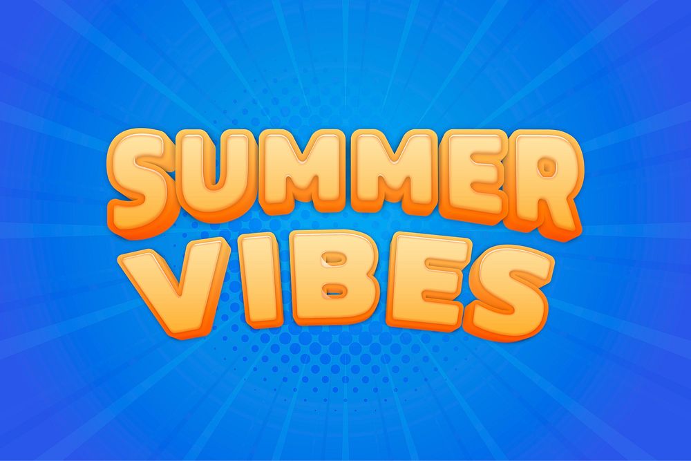 Summer vibes 3D text colorful comic typography illustration