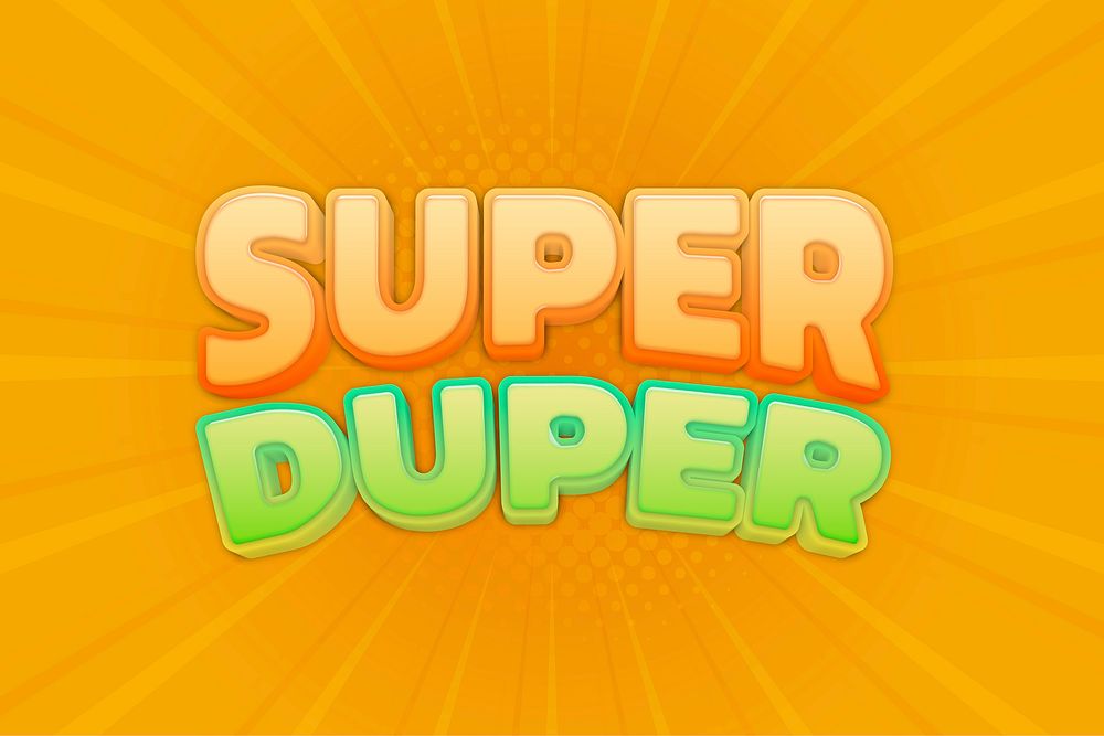 Super duper 3D text colorful comic typography illustration