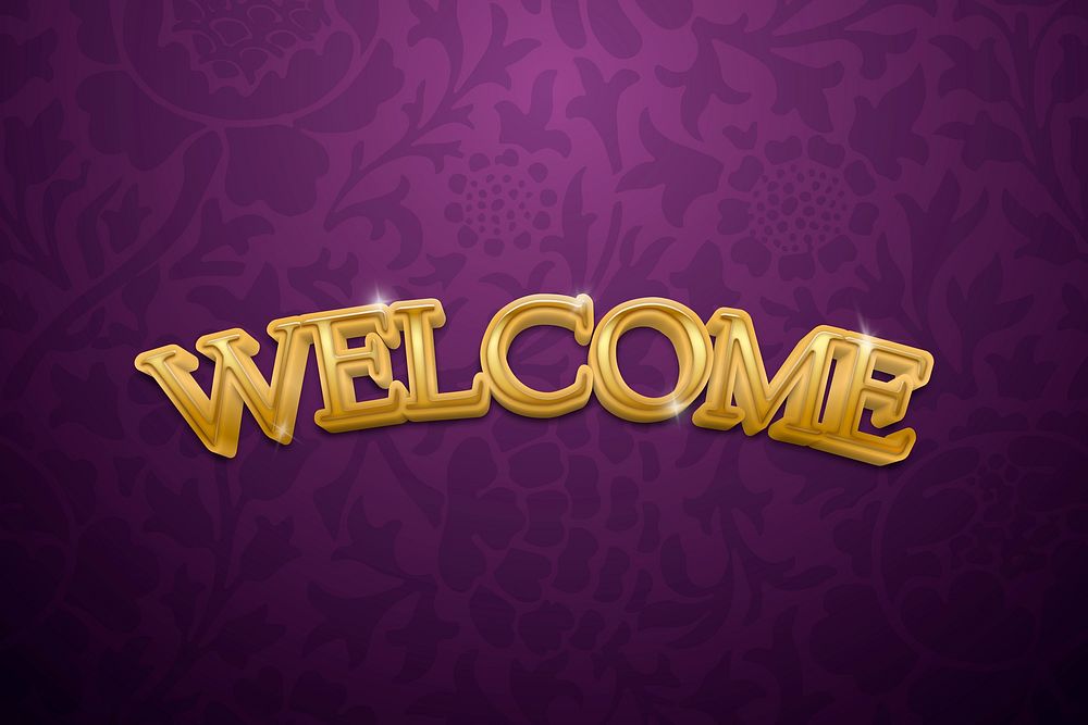 Welcome 3D text in gold fancy typography illustration