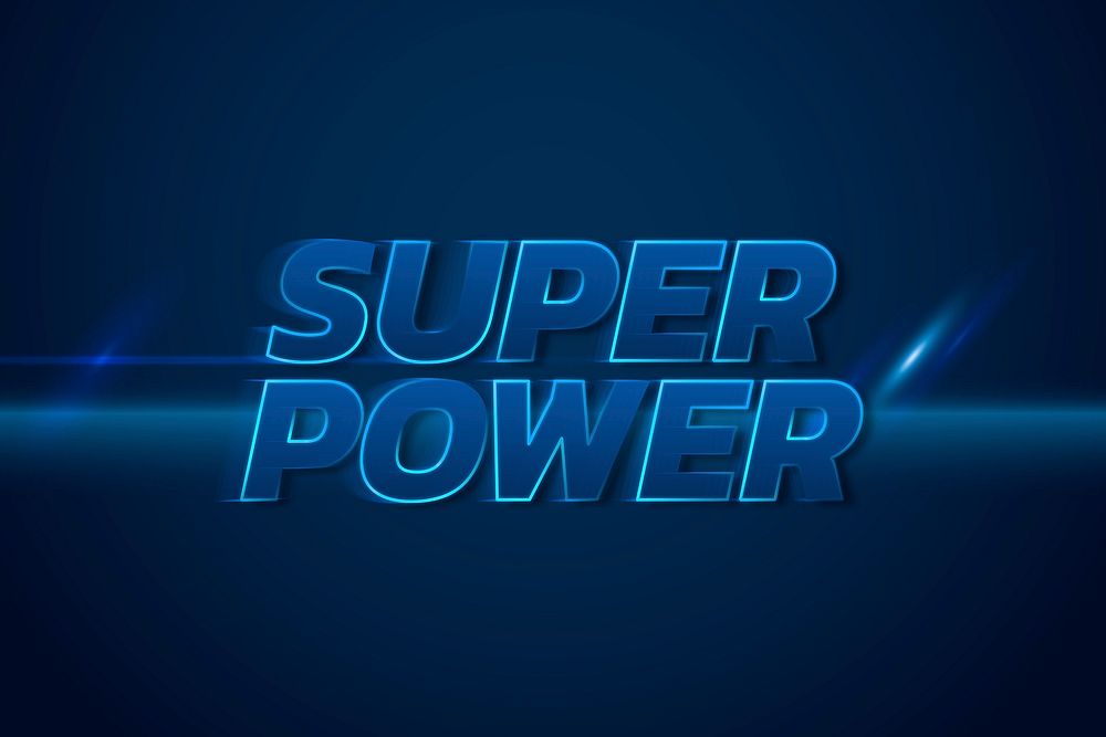 Superpower 3D neon speed blue text typography illustration
