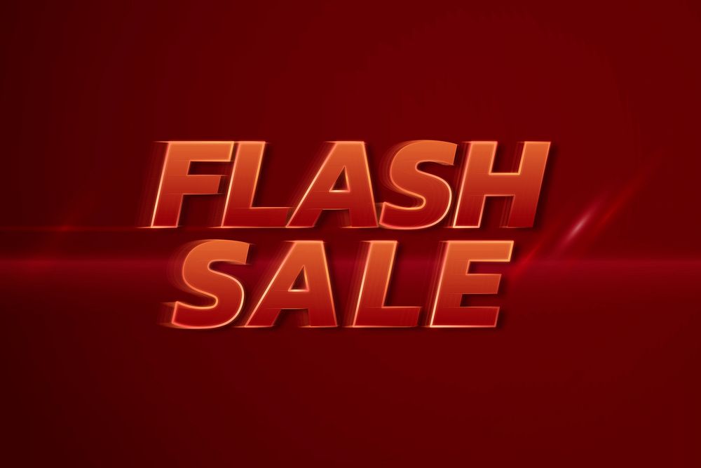 Flash sale shopping 3D neon speed text red typography illustration