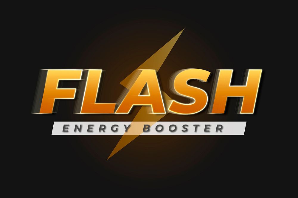 Editable logo mockup vector yellow text effect, flash energy booster words
