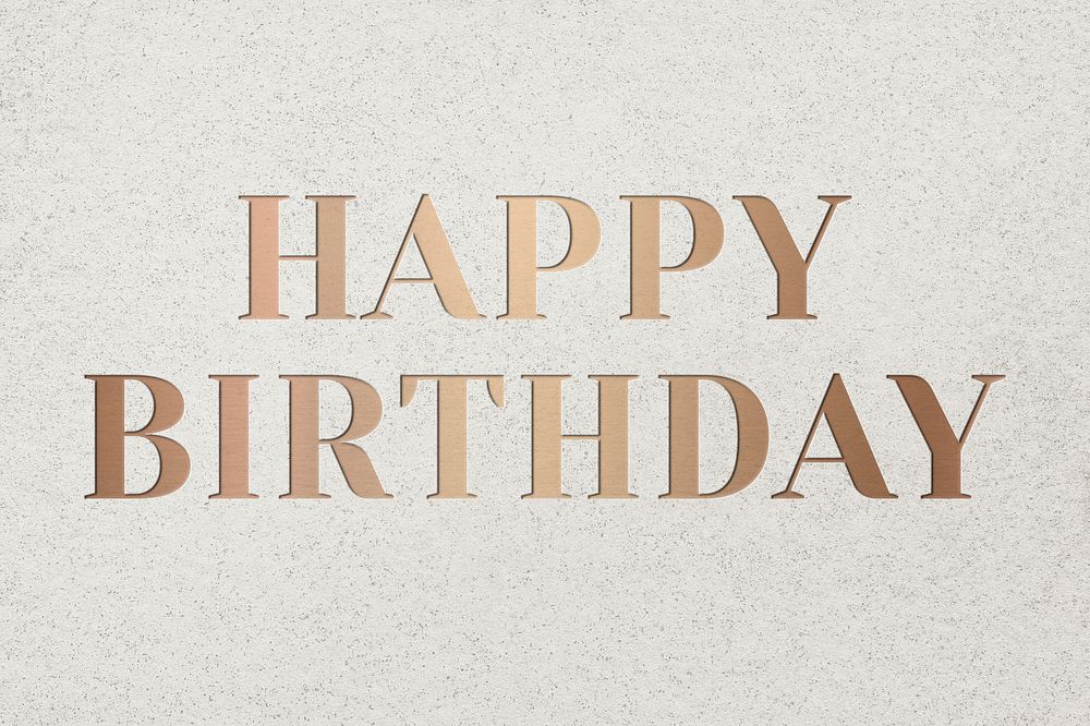 Happy birthday typography greeting in gold metallic font
