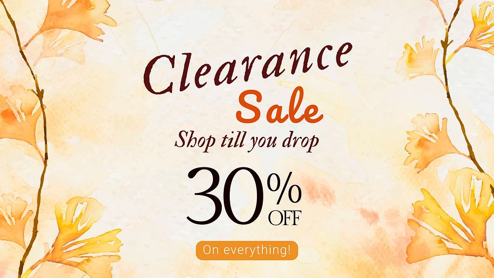 Autumn sale watercolor template vector fashion ad banner