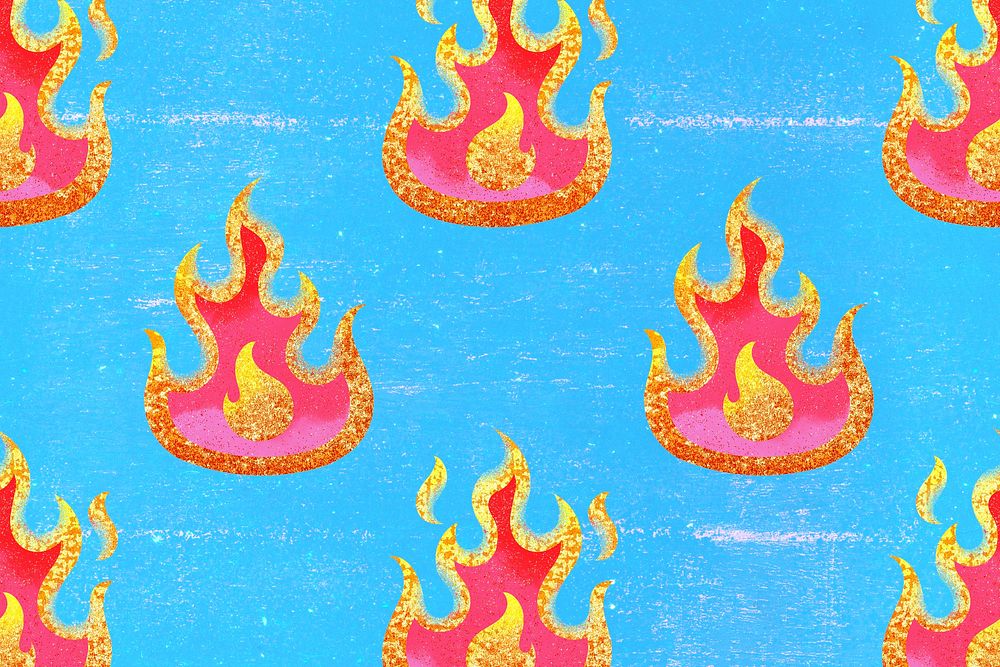 Kidcore flame pattern background, pink glitter feminine design