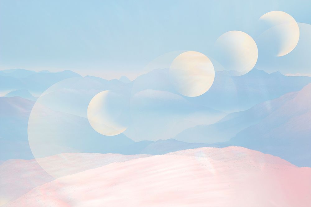 Aesthetic moon background, pastel landscape design 