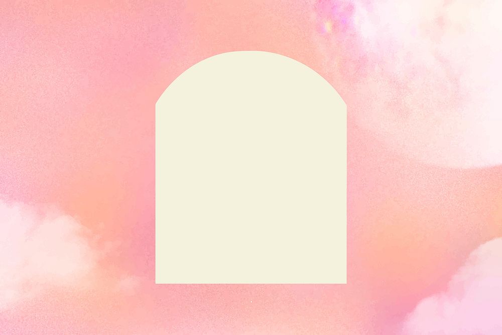 Arch frame background, dreamy pink design vector