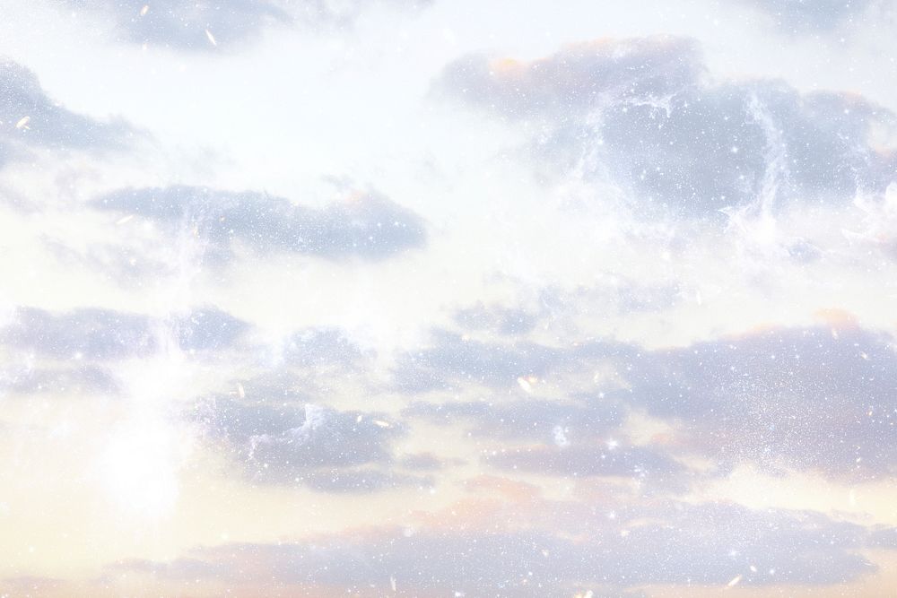 Aesthetic sky, glitter background with clouds