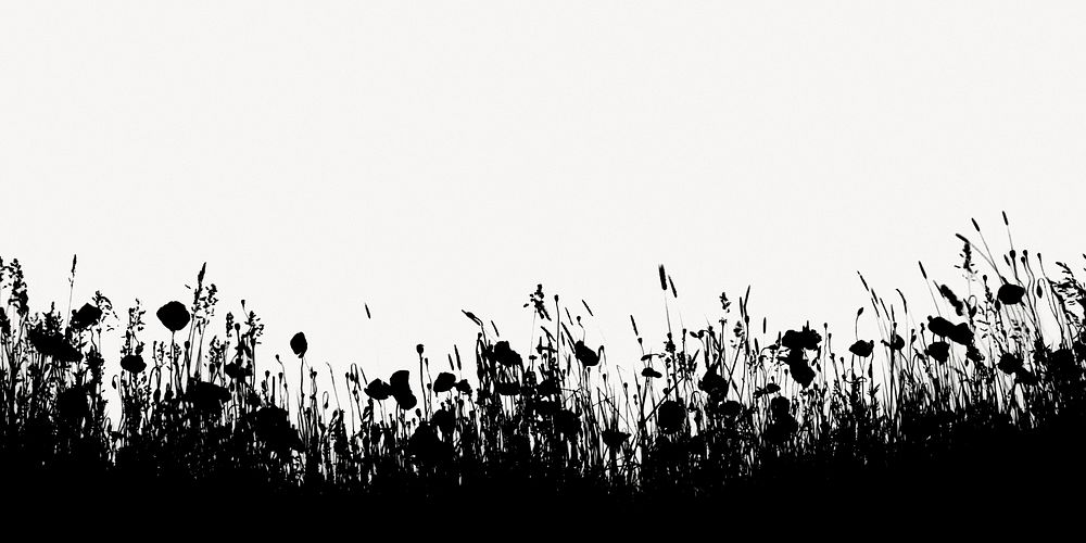 Grass silhouette border, black botanical graphic psd