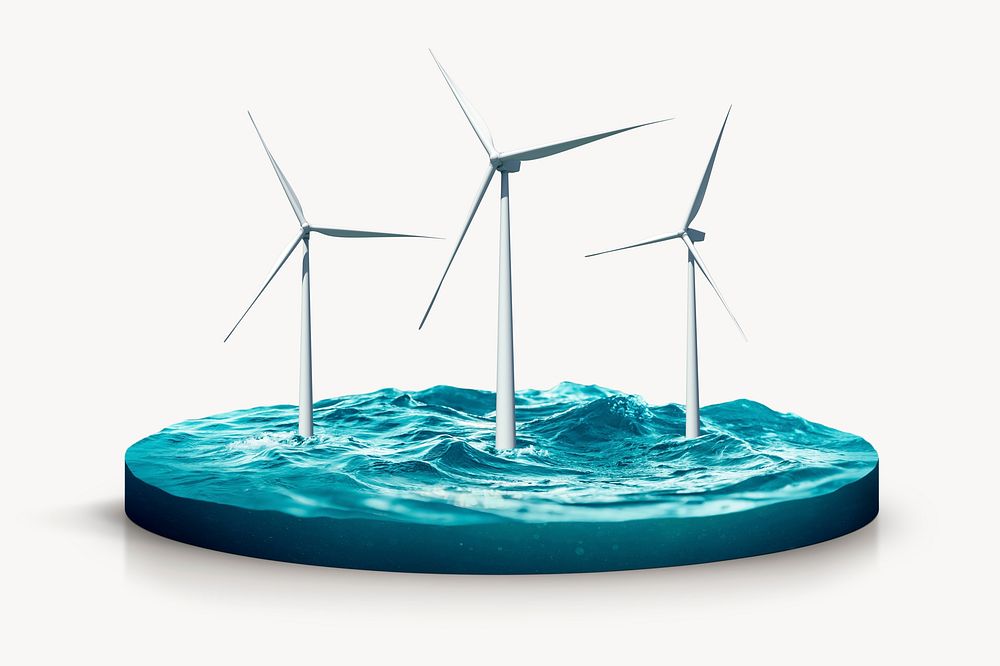Wind power turbines at sea, alternative energy