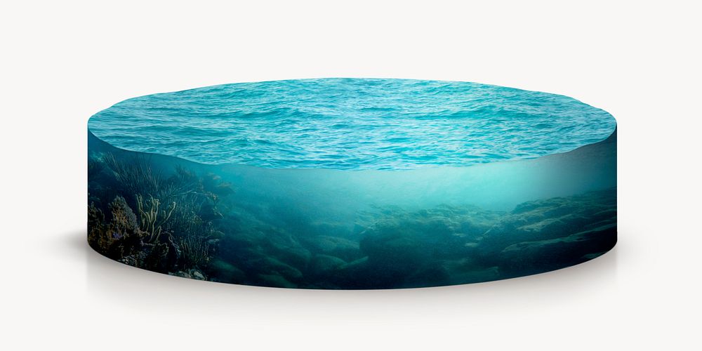 Deep sea & ocean cylinder disc, white background