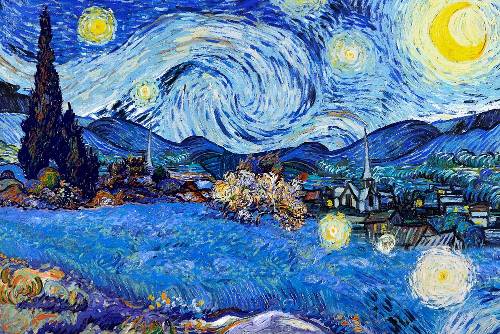 Starry Night background, Van Gogh's artwork remixed by rawpixel vector