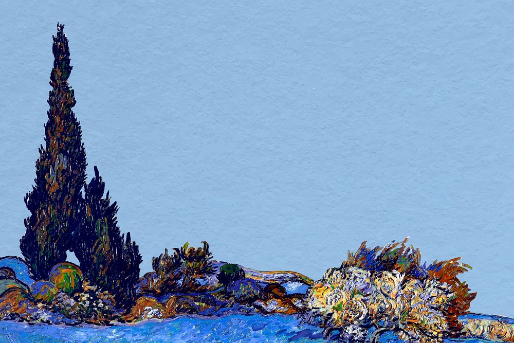 Tree vintage artwork background, Van Gogh's painting remixed by rawpixel vector