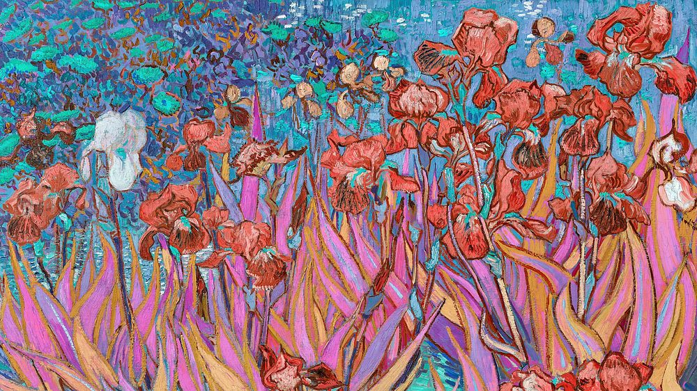 Van Gogh's Irises computer wallpaper, vintage artwork remixed by rawpixel