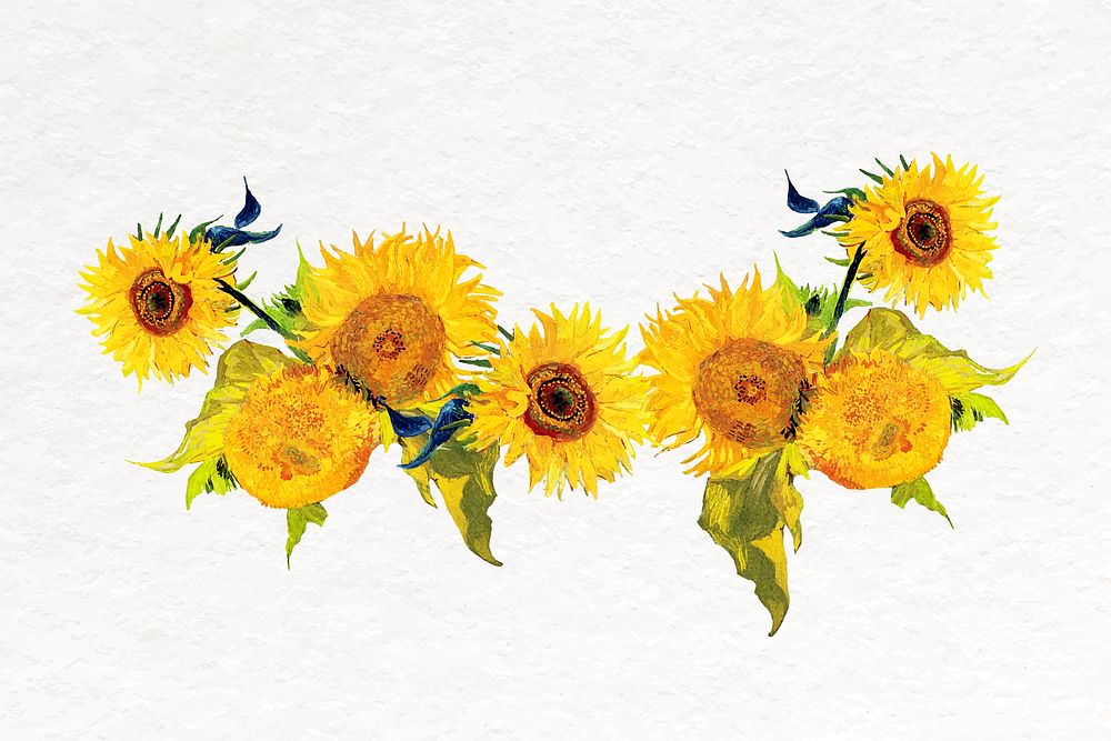 Sunflower divider collage element, Gogh&rsquo;s artwork remixed by rawpixel vector