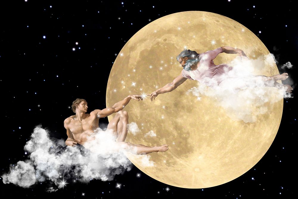 Creation of Adam background, Michelangelo's artwork remixed by rawpixel