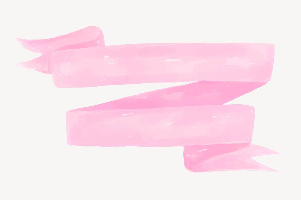 Pink banner sticker, watercolor design vector