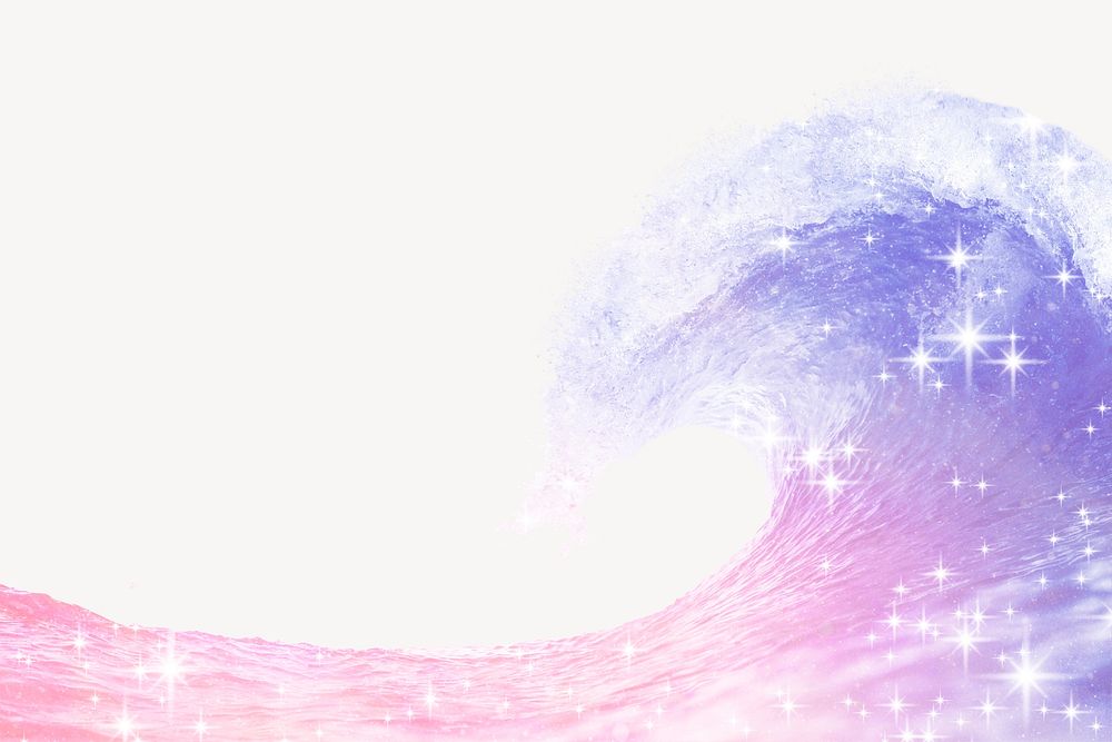 Holographic ocean wave background, aesthetic glitter design 