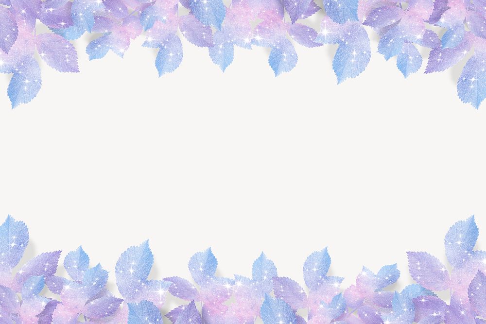 Holographic leaf background, aesthetic border psd