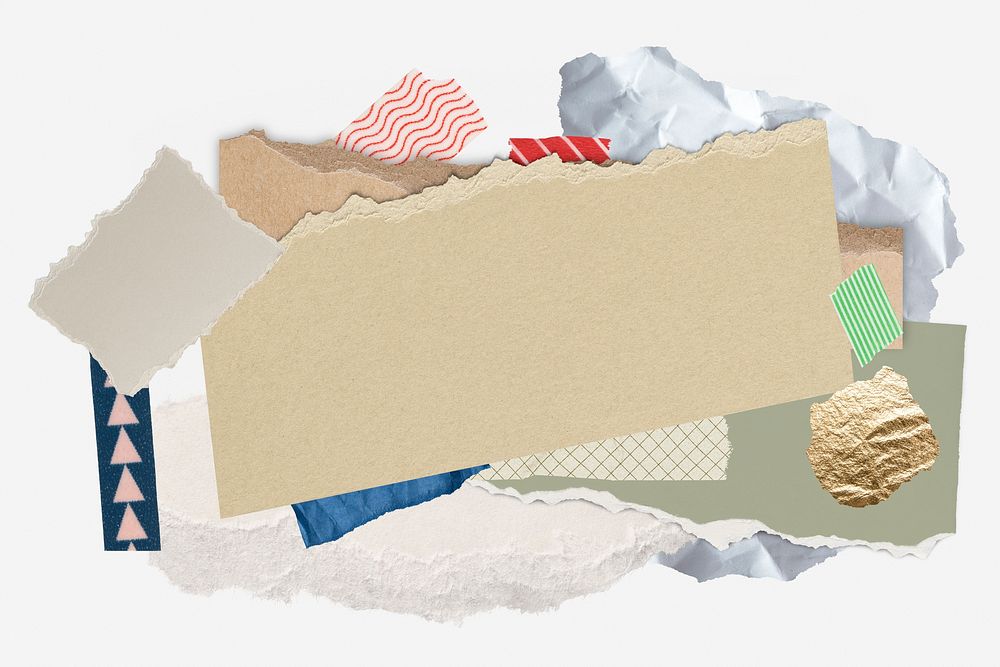 Ripped paper collages frame background