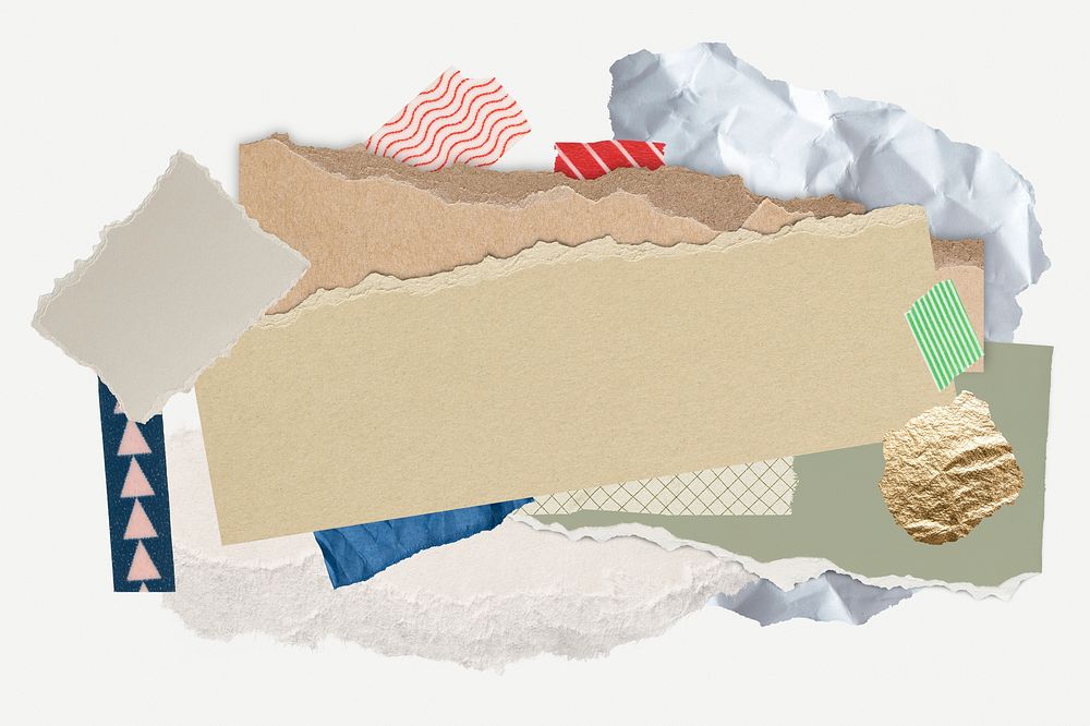 Ripped paper collages frame background psd