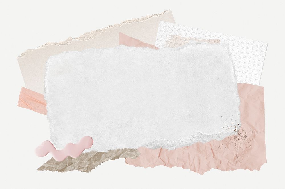 Pink ripped paper frame background psd