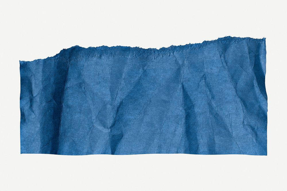 Torn blue paper sticker, journal collage element psd