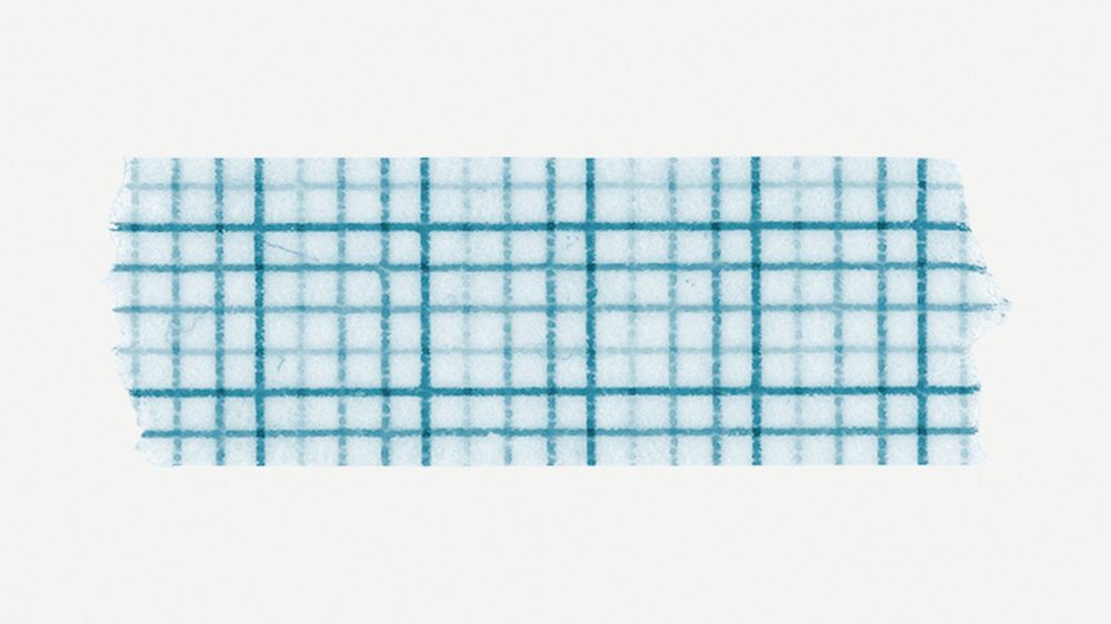 Blue grid washi tape sticker, journal collage element psd